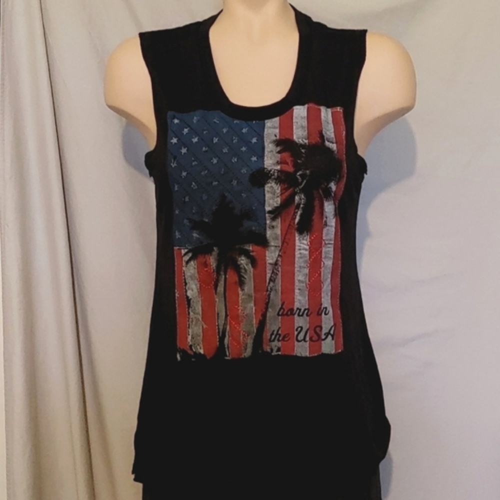 Born in the USA patriotic flag tank top, NEW
